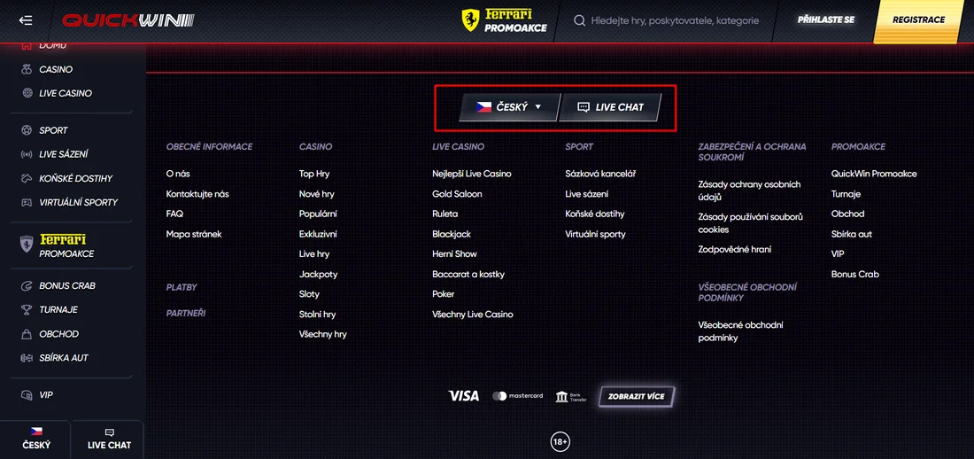 Výběr výher z kasina Quickwin